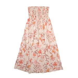 GRACE KARIN NEW $59 White Floral Strapless Smocked Maxi Dress Medium